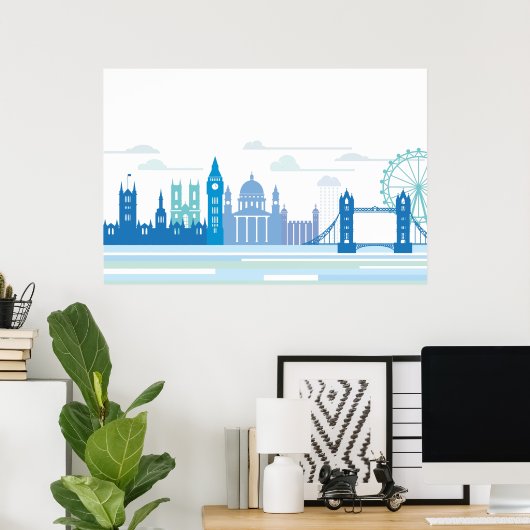 Retro London Skyline Poster (Heimbüro)