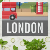 Retro London Tea Towel – Iconic Landmarks Geschirrtuch (Gefaltet)