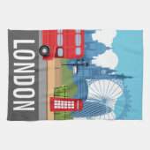 Retro London Tea Towel – Iconic Landmarks Geschirrtuch (Horizontal)