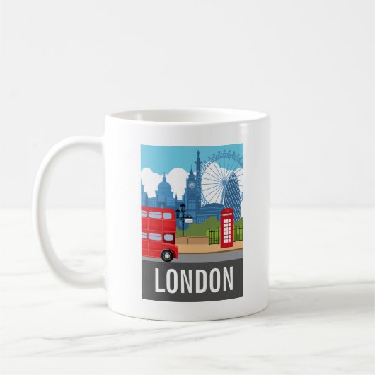 Retro London Tee Klassische Sehenswürdigkeiten Kaffeetasse (Links)