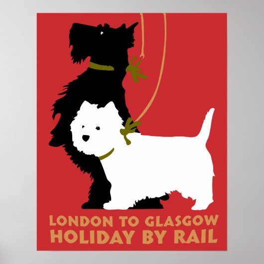 Retro London und Glasgow mit dem Zug, Hunde Terrie Poster (Vorne)