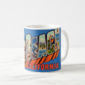 Retro Long Beach, CA Gruß Tasse (VorderseiteRechts)
