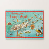 Retro Long Island Map Jigsaw Puzzle (Horizontal)