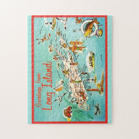 Retro Long Island Map Jigsaw Puzzle (Vertikal)