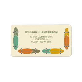 Retro-Longboard-Skateboards-Rücksendeadresse Adressaufkleber