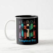 Retro Longboat-Schlüssel-Florida-Palme-Andenken Zweifarbige Tasse (Links)