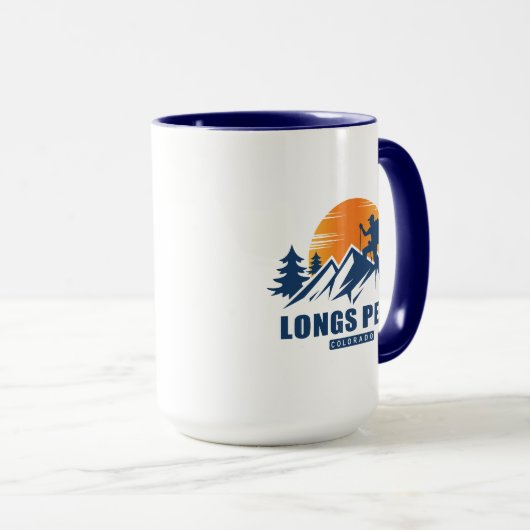 Retro Longs Peak Wandern T - Shirt Tasse (VorderseiteRechts)