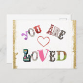 Retro Look: Du bist geliebt Postkarte (Vorne/Hinten)