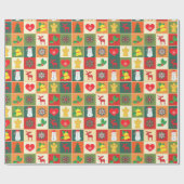 Retro Look Geschenkverpackung. mehrfarbiges Weihna Geschenkpapier (Flach)