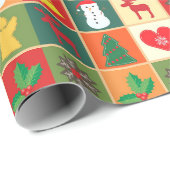 Retro Look Geschenkverpackung. mehrfarbiges Weihna Geschenkpapier (Rolleneckpunkt)