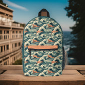 Retro Look Green Inspiriert Waves Monogramm Bedruckter Rucksack