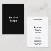 Retro Look Handgeschriebenes Script Schwarz-weiß C Visitenkarte (Vorne/Hinten)