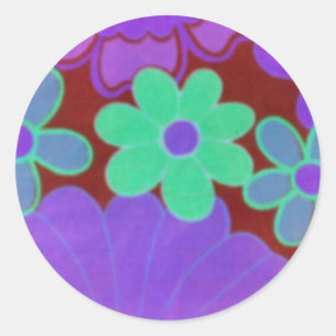 Retro-Look - Helle und dunkle Blumen Design-Aufkle Runder Aufkleber