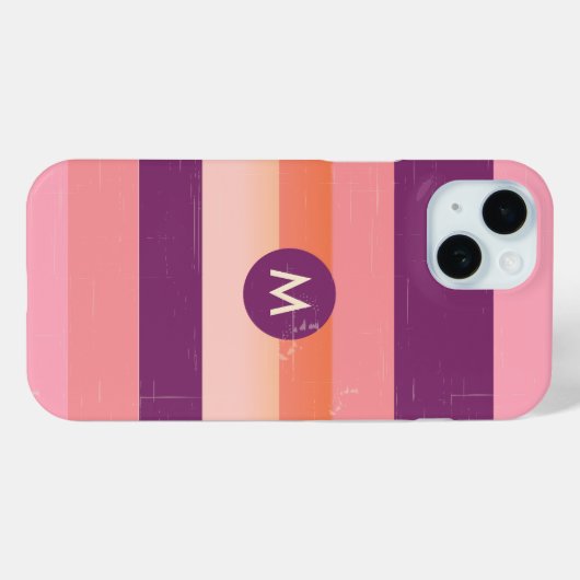 Retro Look Monogramm Bonbonstreifen Case-Mate iPhone Hülle (Rückseite (Horizontal))