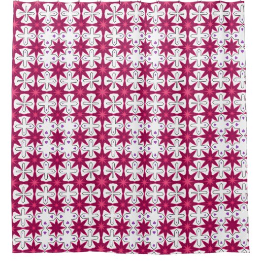 Retro-Look rosa lila Sternexplosion Duschvorhang (Vorderseite)