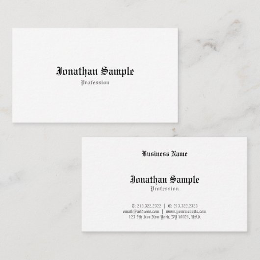 Retro Look Schlicht Classic Old English Nostalgic Visitenkarte (Vorne/Hinten)