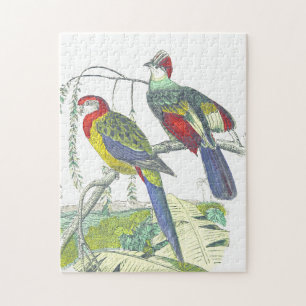 Retro-Look, Vögel auf einem Ast Puzzle