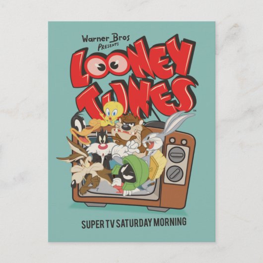 Retro LOONEY TUNES™ Burning from TV Postkarte (Vorderseite)