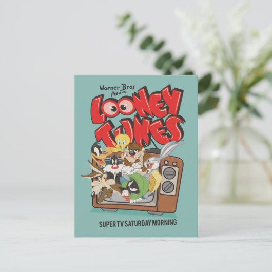 Retro LOONEY TUNES™ Burning from TV Postkarte (Stehend Vorderseite)