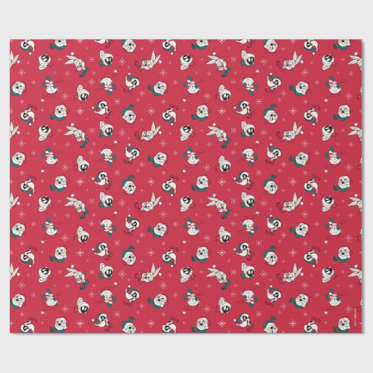 Retro LOONEY TUNES™ Winter Holiday Pattern Geschenkpapier (Flach)