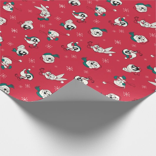 Retro LOONEY TUNES™ Winter Holiday Pattern Geschenkpapier (Ecke)