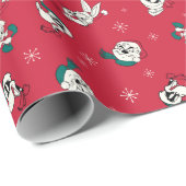 Retro LOONEY TUNES™ Winter Holiday Pattern Geschenkpapier (Rolleneckpunkt)