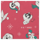 Retro LOONEY TUNES™ Winterurlaubsmuster Stoff (Nahaufnahme)