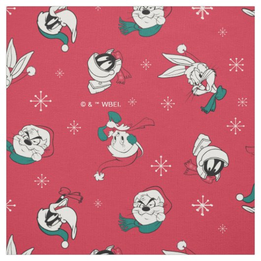 Retro LOONEY TUNES™ Winterurlaubsmuster Stoff (Muster)