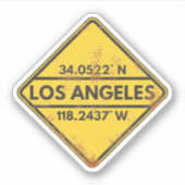 Retro Los Angeles koordiniert Rusty Metal Sign Aufkleber (Vorderseite)