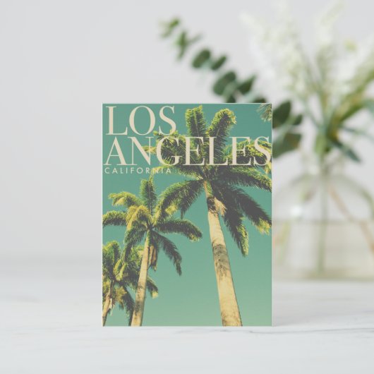 Retro Los Angeles Palm Tree Travel Postcard Postkarte (Stehend Vorderseite)