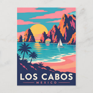 Retro Los Cabos Mexiko Sonnenuntergangsarchitektur Postkarte