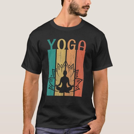 Retro Lotus Blume Meditation Yoga T-Shirt (Vorderseite)