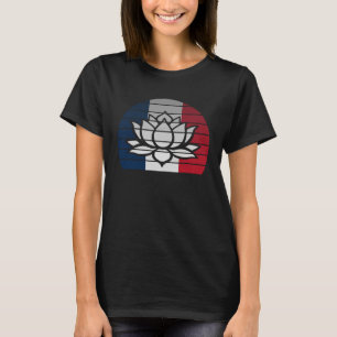 Retro-Lotusblume Buddhist Frankreich Französische T-Shirt