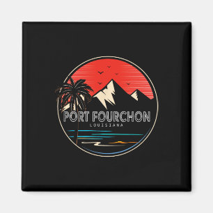 Retro Louisiana Port Fourchon Wellen-Surfen Magnet