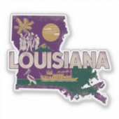 Retro Louisiana Staat Sticker (Vorderseite)