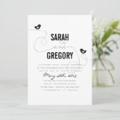 Retro Love Birds Hochzeit Einladungen (Stehend Vorderseite)