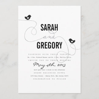 Retro Love Birds Hochzeit Einladungen