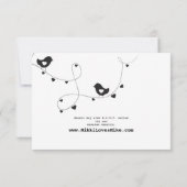 Retro Love Birds mit Herzreaktionskarte RSVP Karte (Rückseite)
