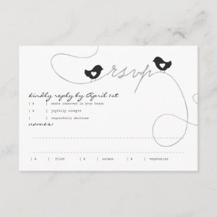 Retro Love Birds Response Card RSVP Karte
