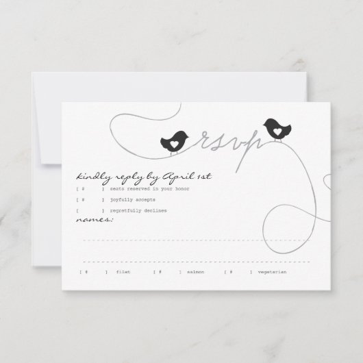 Retro Love Birds Response Card RSVP Karte (Vorderseite)