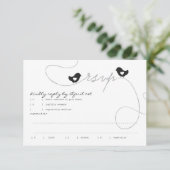 Retro Love Birds Response Card RSVP Karte (Stehend Vorderseite)