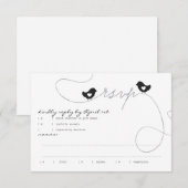 Retro Love Birds Response Card RSVP Karte (Vorne/Hinten)