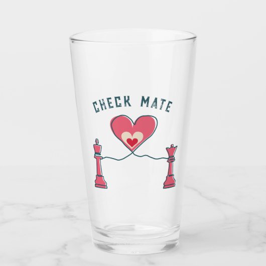 Retro Love Fun Valentine Geschenke Checkmate Schac Glas (Vorderseite)