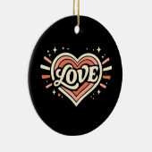 Retro Love Heart Valentine Classic Keramik Ornament (Rechts)
