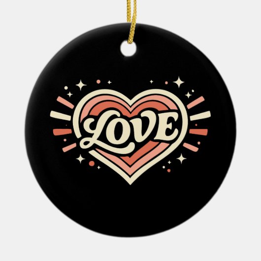 Retro Love Heart Valentine Classic Keramik Ornament (Vorne)