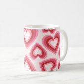 Retro Love Hearts Muster Tasse (VorderseiteRechts)