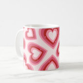 Retro Love Hearts Muster Tasse (Vorderseite Links)