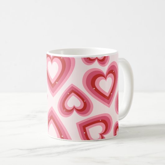 Retro Love Hearts Pattern mug  Kaffeetasse (VorderseiteRechts)