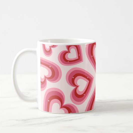 Retro Love Hearts Pattern mug  Kaffeetasse (Links)