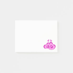 Retro Love Hearts - Rosa Hochzeit, Verlobt, Braut Post-it Klebezettel